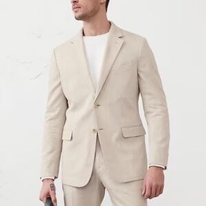 Banana Republic Linen-Blend Stone Glen Plaid Suit Jacket Size 40R NWOT NEW $320